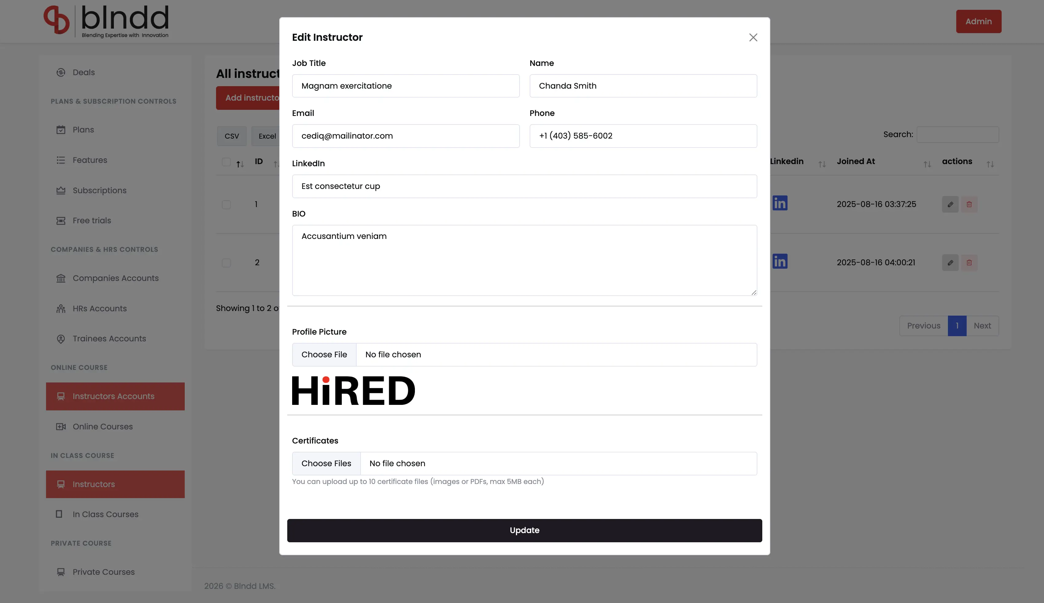 Instructor Management