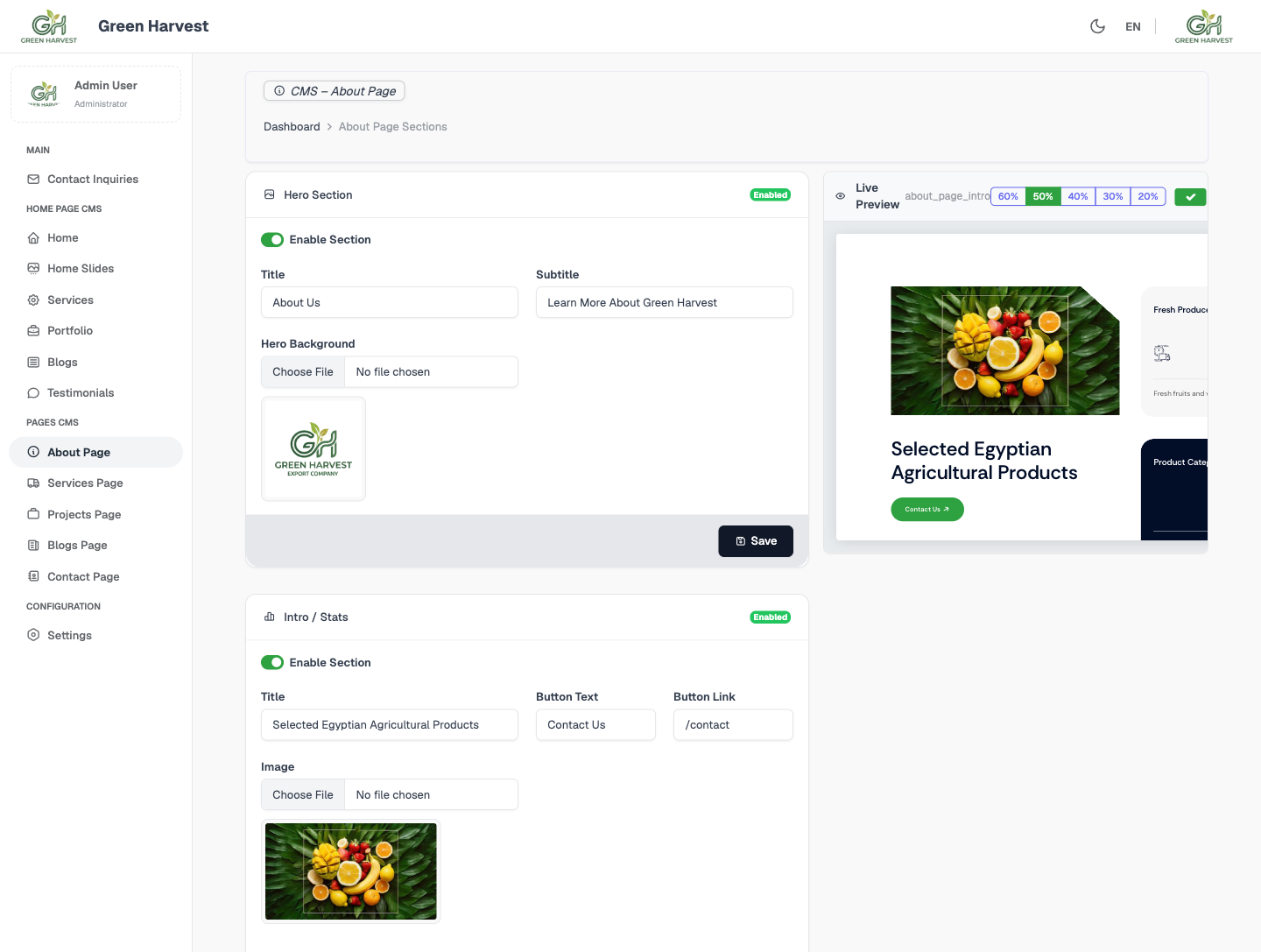 About Page CMS