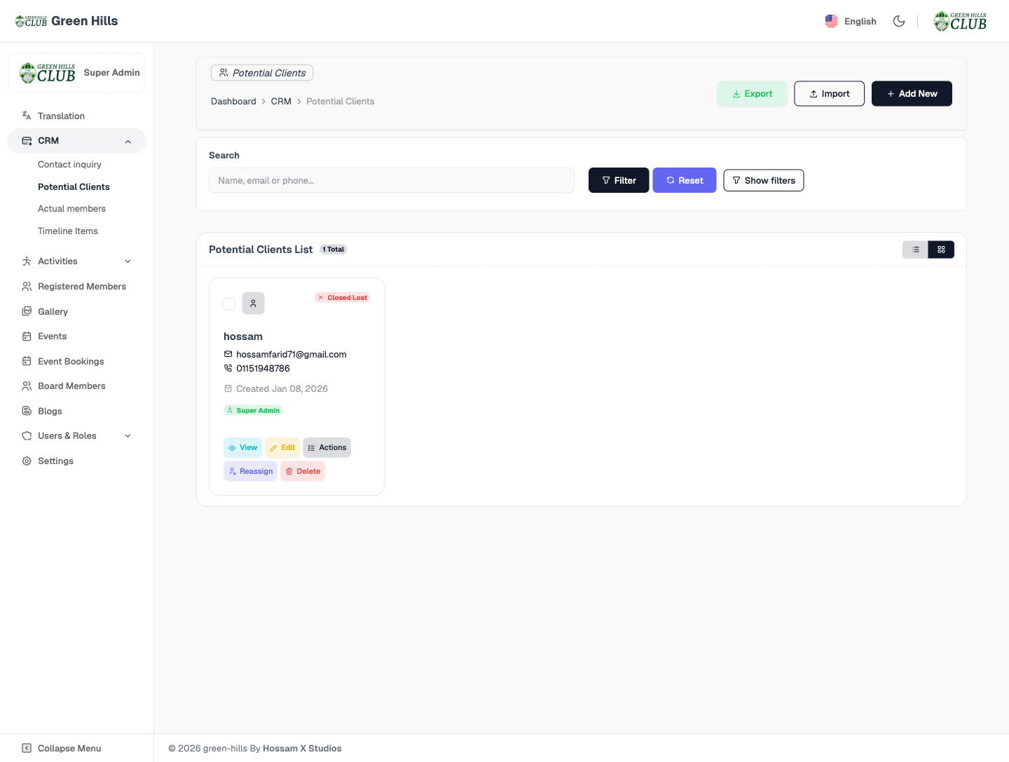 CRM &amp; Contact Management