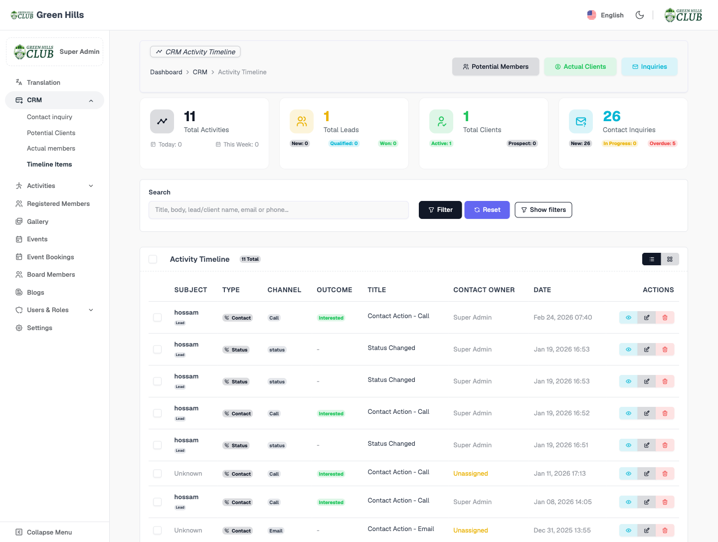 Activity Timeline