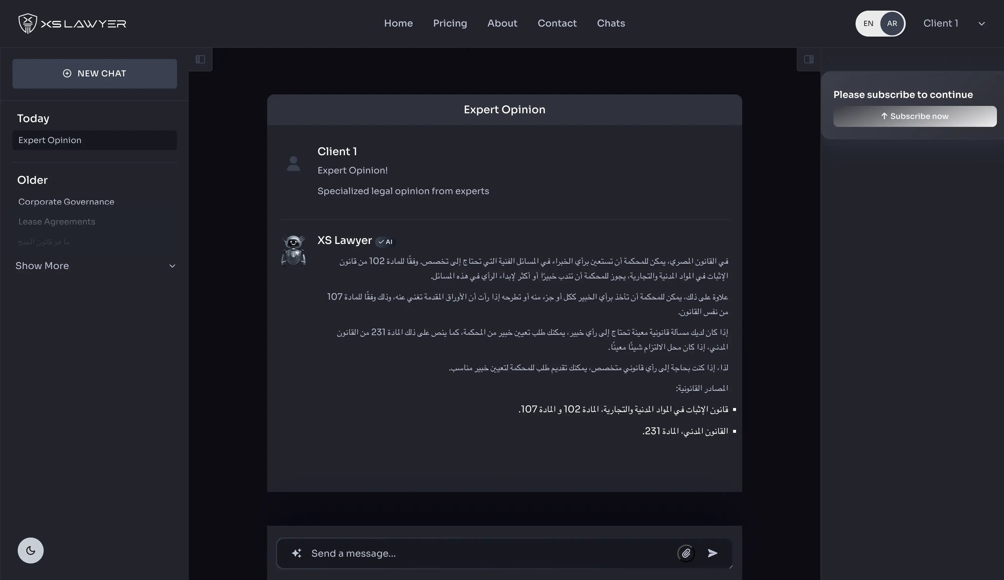 A legal chat engine trained around Egyptian law